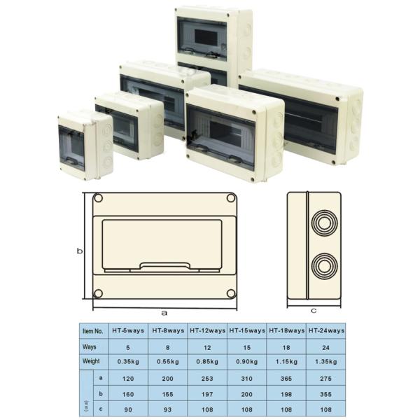 HT 18 Way IP65 Waterproof Outdoor Electrical Enclosure Plastic Distribution Solar PV Combiner Box