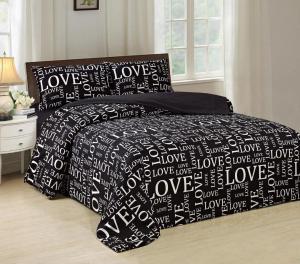 China Pigment Printed 4 Piece Bedding Set Easy Care With White Words Pattern on sale