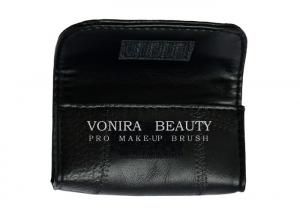 Quality High Quality Leather Cosmetic Organizer Case Roll For Short Makeup Brushes Pouch Bag Black for sale