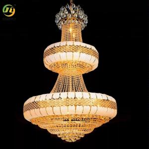 Quality LED Gold K9 Crystal Hanging Ceiling Light Modern Round Crystal Chandeliers for sale