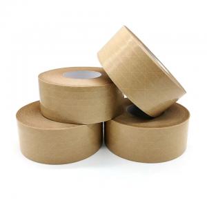 Quality Fiberglass Reinforced Flatback Kraft Paper Tape Self Adhesive Paper Parcel Tape for sale