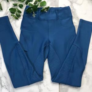 Quality Breathable Horse Riding Pants With Pocket Blue Equestrian Brushed for sale