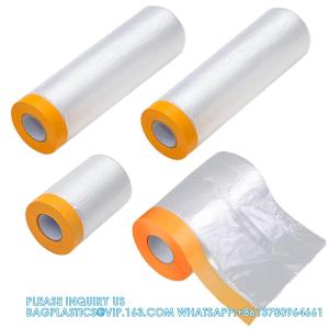 Quality Tape And Drape,Pre-Taped Masking Film, Masking Paper,Paint Adhesive Protective Paper Roll For Covering Skirting for sale