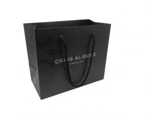 China High End Custom Printed Paper Bags / Black Paper Gift Bags Embossed Surface Disposal on sale