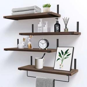 Quality Medium Duty Wall Mounted Storage Shelves Rustic Wood Floating Shelves for sale