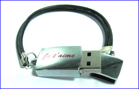 Wristband Design 8GB Thumb Drive PU Leather Rectangle Type Pen Drive
