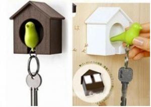 Quality Plastic Little Bird House Whistle Finder Key Chains  promotion gift for sale