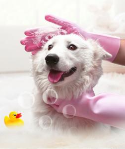 China Massage Gloves Bath Grooming Dog Cleaning Washing Bathing Tool Shampoo Hand Comb Silicone Pet Brush on sale