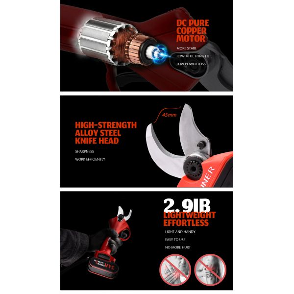21V 45mm Yard Power Tool 2000mAh Battery Powered Pruning Shears Garden Scissors
