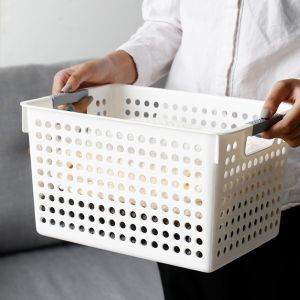 China Grey 40*20.6 Rectangular Plastic Storage Baskets For Clothes Durable on sale