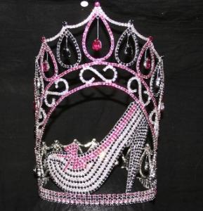 China 10 inch pink high heel girls pageant crowns special theme pageants crowns wholesale custom crowns and tiaras pai crown on sale