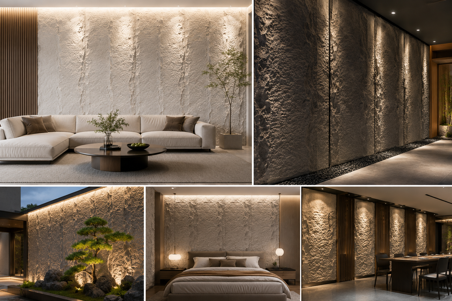 Modern PU Stone Mushroom Texture Polyurethane Wall Panel Easy Install For Exterior Cladding
