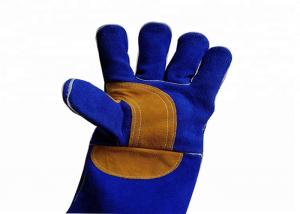 Quality Blue Leather Welding Gloves , Industry Protective Working Safety Gloves for sale