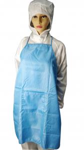 Quality White Blue ESD Apron Antistatic One Size Fits All One Pocket 98% Polyester 2% Carbon Fiber for sale