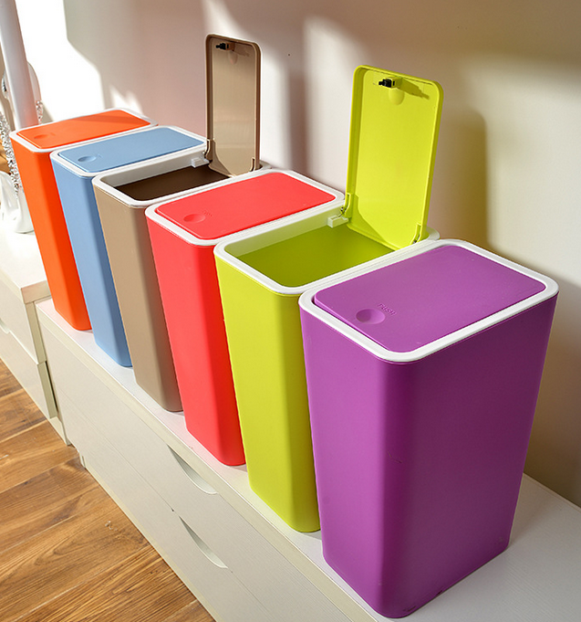 Creative home kitchen bathroom press dust waste litter garbage storage box trash can rubbi