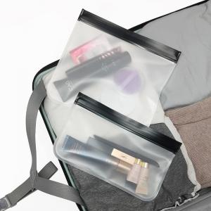 Quality Shockproof Clear Frosted PEVA Bag 1 Large 1 Small Makeup Bags for sale