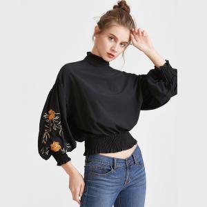 Quality 2017 Fashionable black embroidered blouses for women for sale