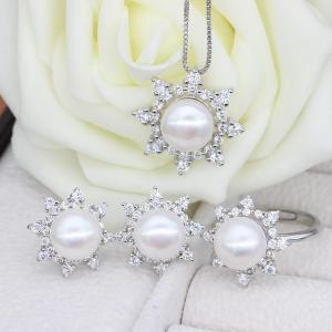 Quality Freshwater Pearl Jewelry Sets With Necklace Earring Ring for sale