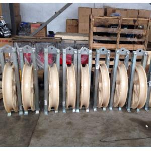 Quality 660mm Large-Diameter Fiber Optic Cable Stringing Pulley Block with Heavy-Duty Steel Frame and Nylon/Aluminium Wheel for sale