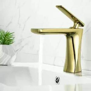 Quality Sanitary Ware Mixer Faucets Golden Color Single Handle Water Basin Sink Taps for Bathroom for sale