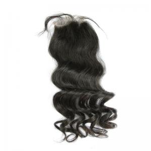Quality Unprocessed Virgin Indian Hair Loose Wave Closure Indian Temple Hair Natural Soft for sale
