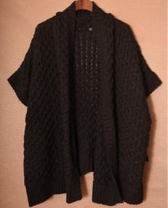 China 100% Acrylic Ladies Short Sleeve Cardigan Black Loose Summer Cardigans For Women on sale