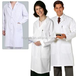 China Long Sleeve Officer Collar White Medical Doctor Hospital Dress Female Male on sale