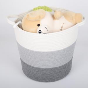 Quality Decorative custom woven cotton rope laundry toys candy storage fabric small round container wholesale spa gift baskets s for sale