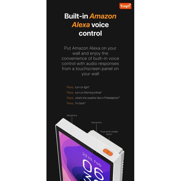 5" Smart Panel L: Built-in Alexa, Zigbee/SigMesh, 2-Gang US Switch