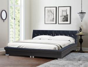 Quality Black King Size Curved Faux Leather Bed Set Bedroom Furniture for sale