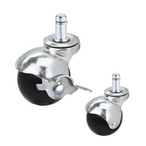 Quality 11x22mm Plug - In Stem Side Locking Black Plastic Swivel Ball Casters For Carpet for sale