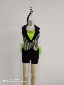 China Stage Show Dance Wear Color Green And Black , Little Girl Dance Outfits on sale
