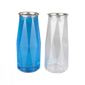 Quality Plastic Beverage Juice Milk Soft Drink Cans 500ml With Aluminum Easy Open Ends for sale