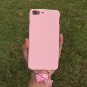 Quality Hard PC Simple Solid Candy with Star Tassel Strap Color Cell Phone Case Cover For iPhone 7 6s Plus for sale