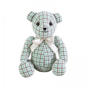 China 300g 23cm Grid Cubs Teddy Bear Plush Toys Cloth Doll Baby Comfort Teddy on sale