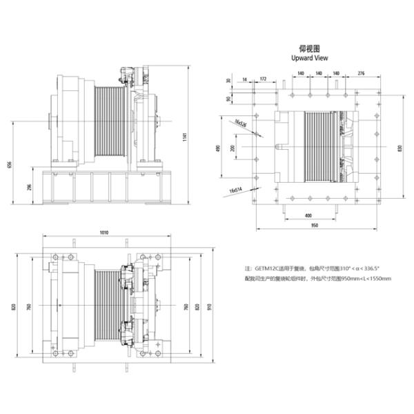 340V Voltage Gearless Traction Machine For High Speed Elevators