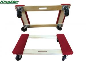 Heavy Duty 4 Wheel Dolly Cart , Flat Moving Dolly With Red Carpeted Both Ends