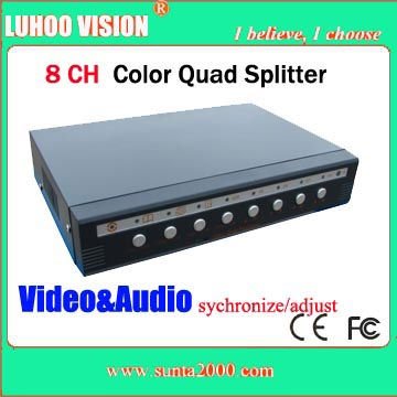 8 Channel Quad Processor , Video Quad Splitter Splitter System With Audio Alarm IR Remote Control