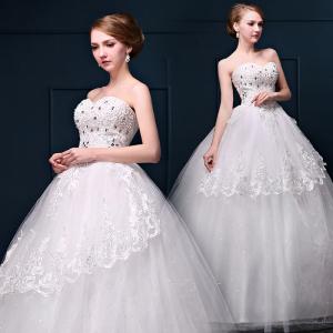 Quality Beaded Princess Waist Bra Lace Flower Shoulder Wedding Dress Wholesale Bride Wedding Dress for sale
