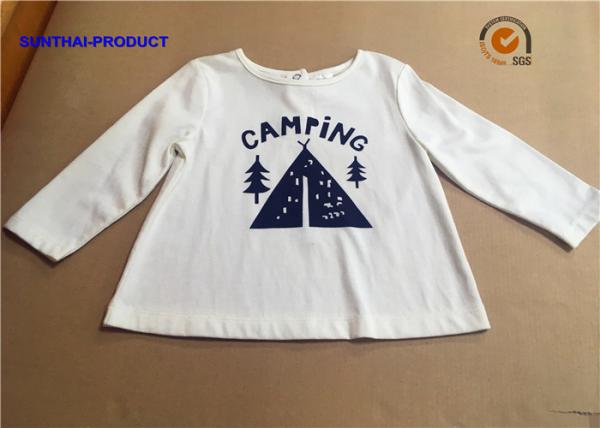 Buy Stylish Plain Infant T Shirts , Screen Print Back Placket Baby White Long Sleeve Shirt at wholesale prices