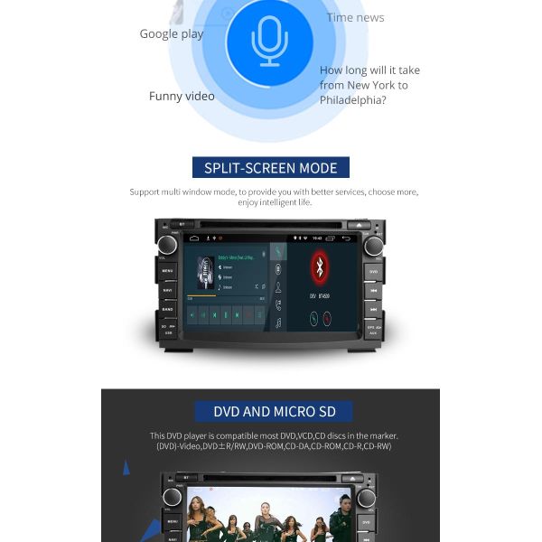 KIA CEED Android Double Din Stereo Player With SD Card Port USB LD8.1-5744