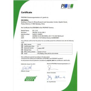 Nanjing Decowell Automation Co., Ltd. Certifications