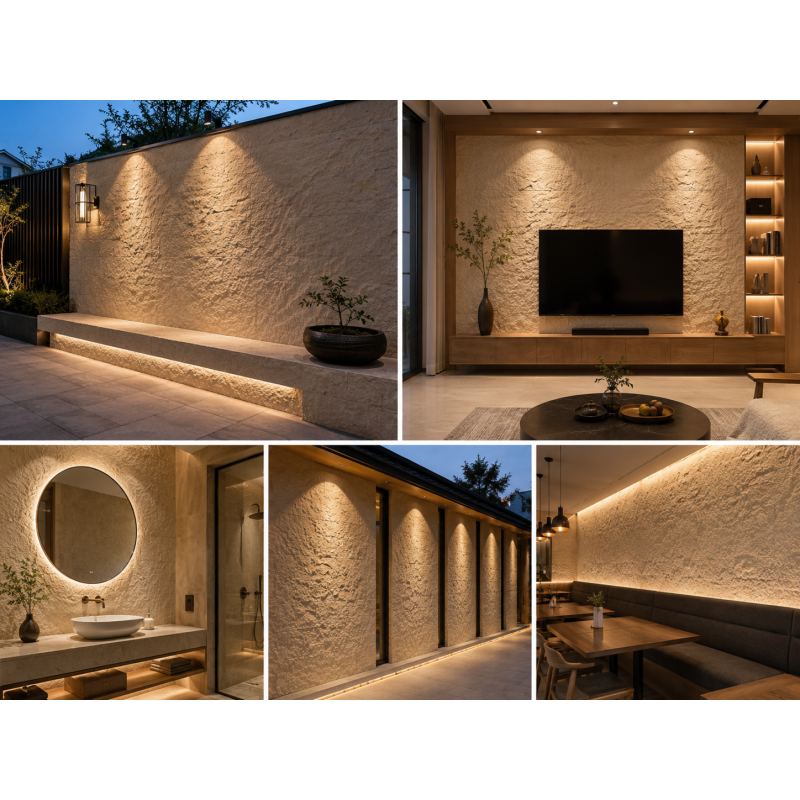 Axe Carving Flexible Stone MCM Wall Panel Lightweight Waterproof Texture For Residential Accent