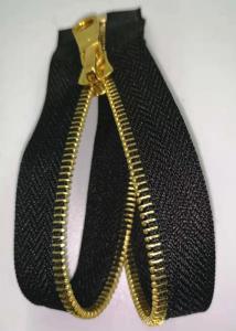 China Open End Brass Metal Teeth Zipper With Shiny Gold Color For Home Textile on sale
