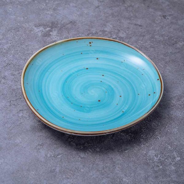 8.25" Porcelain Dessert Dinner Plate In Irregular Shape