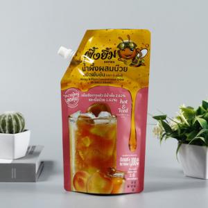 China Custom Biodegradable Plastic Aluminum Foil Spout Pouch Straw Fruits Juice Pouch Bag on sale