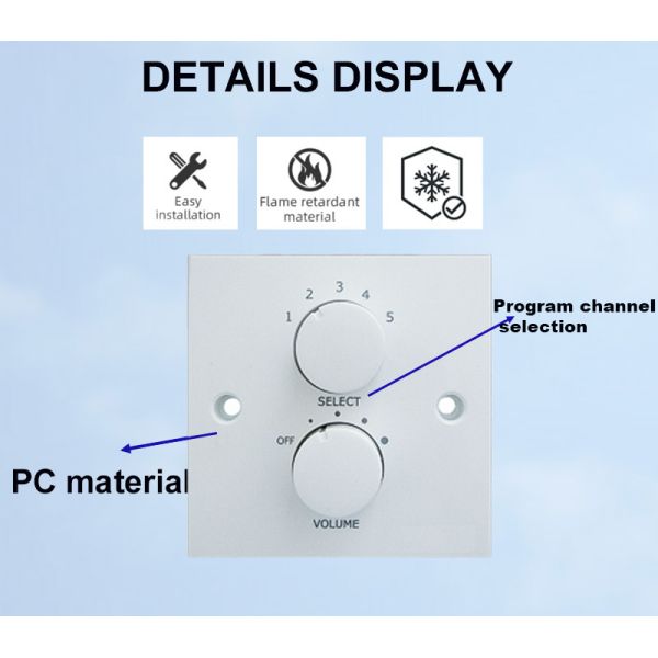AT-530R Wall Mounted 30w with Relay Volume Controller White Color PC Material