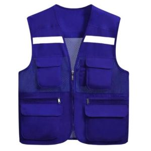 China Neon Blue Hi Vis Vest Reflective Cotton Polyester Safety Vest For Working on sale