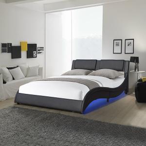 Quality Wave Shaped LED Bed Frame Cushion Platform Bed Frame With Adjustable LED Light for sale