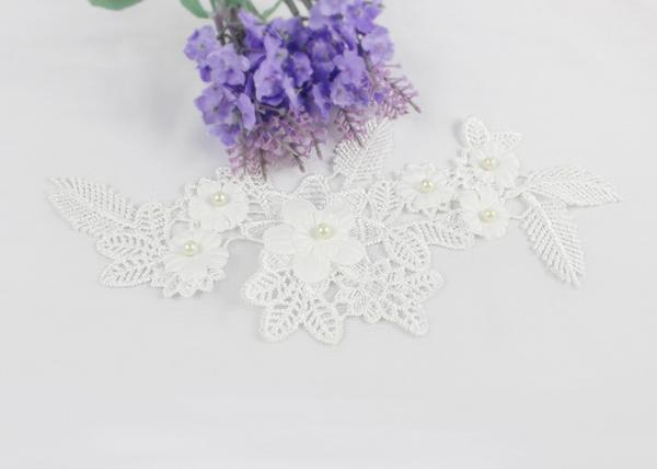 Buy Embroidered Lace Collar Applique Beaded Floral Lace Neck Applique For Dress at wholesale prices